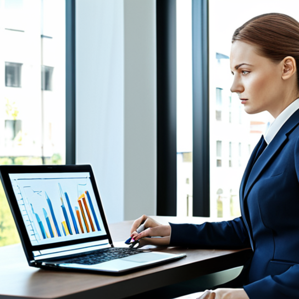 **
A professional Polish businesswoman, in a modest business suit, analyzing sales data on a laptop in a bright, modern office. Charts and graphs are visible on the screen. Fully clothed, appropriate attire, safe for work, perfect anatomy, natural proportions, professional, high quality.
**