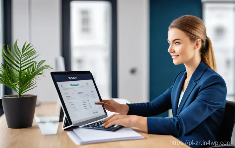 마켓플레이스에서의 세금 및 회계 처리 방법 - **Prompt:** A vibrant, eye-level photo of a smiling, confident young Polish female entrepreneur in h...