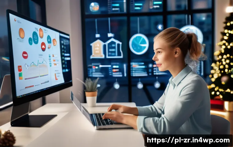 마켓플레이스에서의 시즌별 마케팅 전략 - A modern Polish e-commerce office scene during winter holiday season, showing a diverse marketing te...